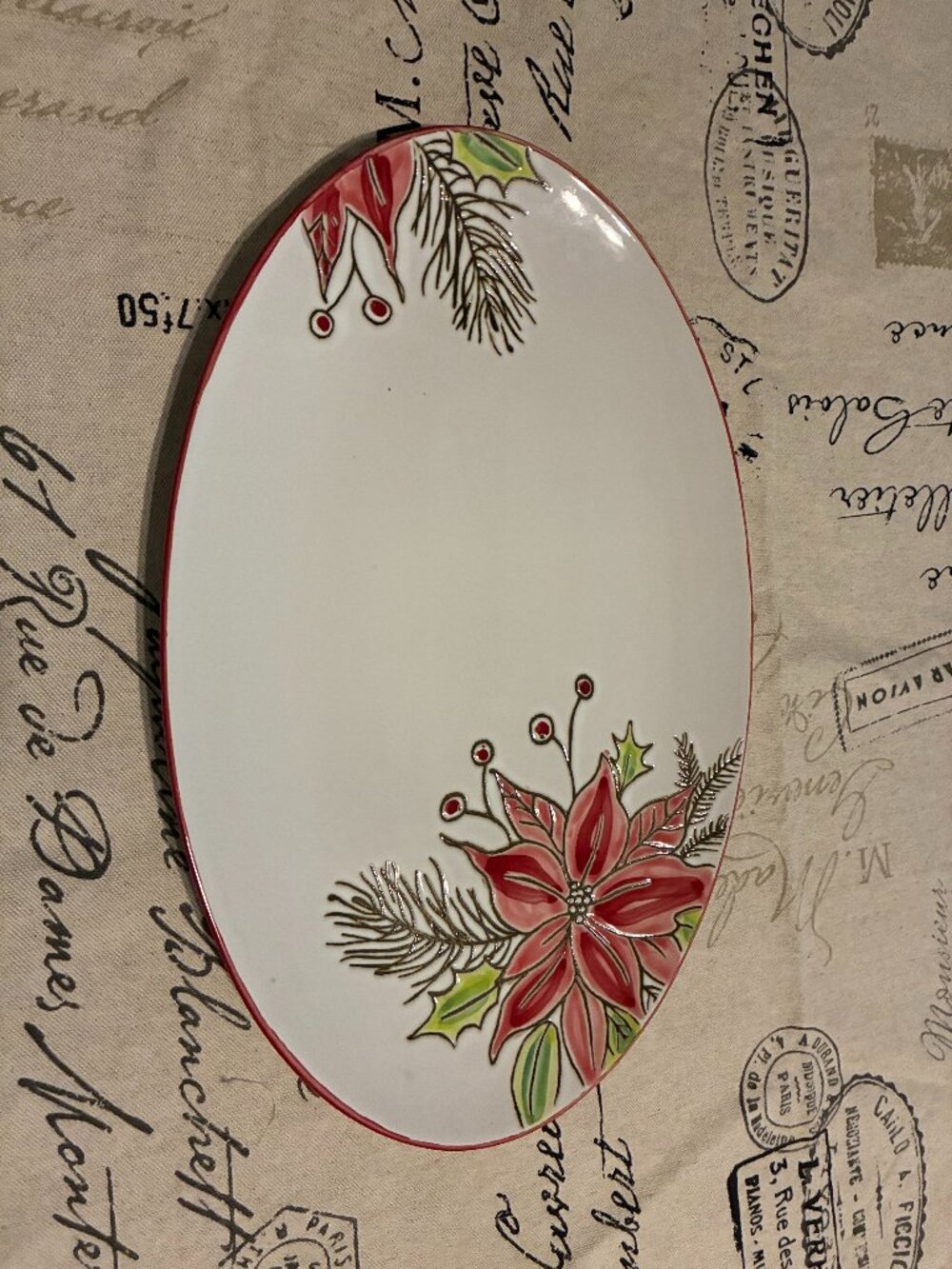 Spectrum Designz 2017 Poinsettia Oval Platter Made in China